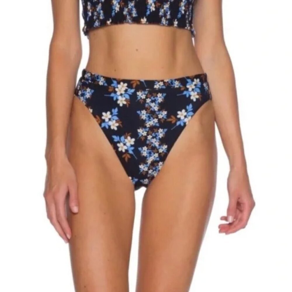 BECCA Size Medium Floral Lorraine High Waist Bikini‎ Swim Bottoms